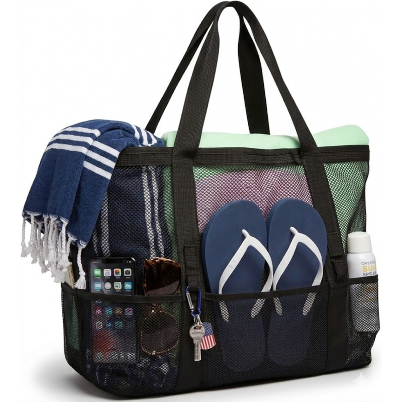 Tote Bag Beach - Oversized Mesh Beach Bag With 9