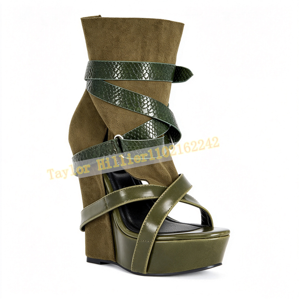 Women Green Platform Wedge San - Sandal Strappy Heeled 评论和价格