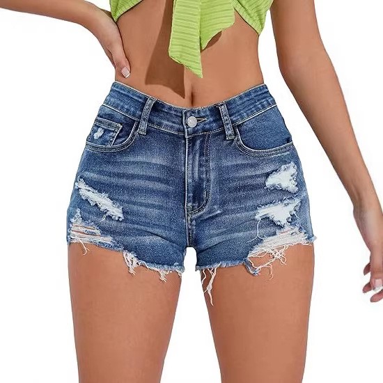 Women's High Waist Distressed  - Shorts Denim Frayed 评论和价格
