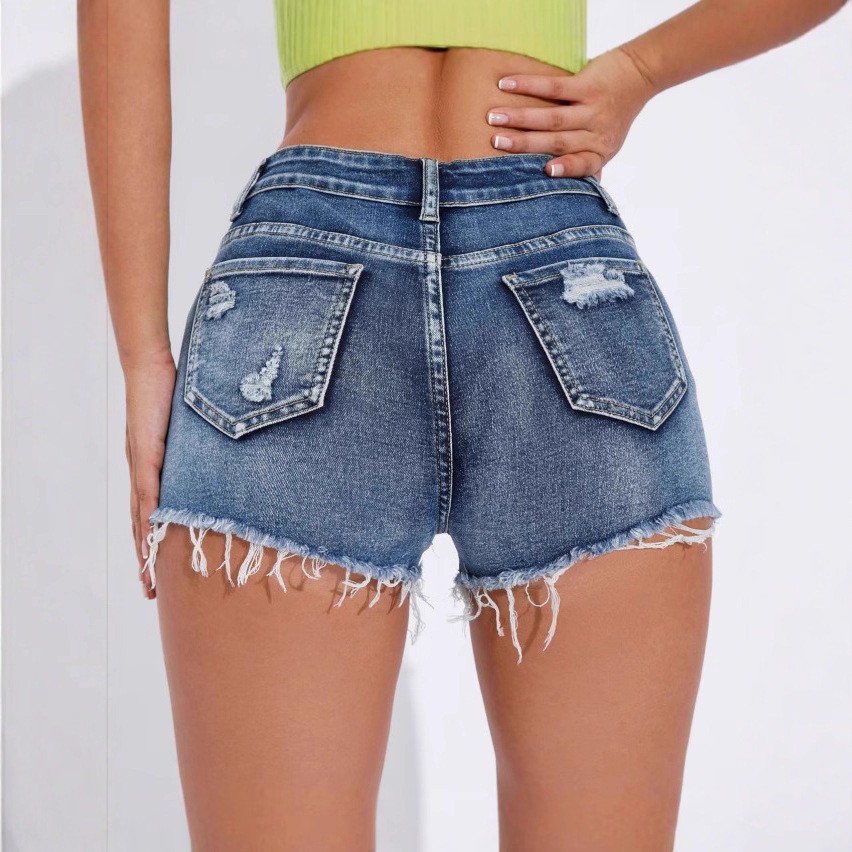 Women's High Waist Distressed  - Shorts Denim Frayed 评论和价格