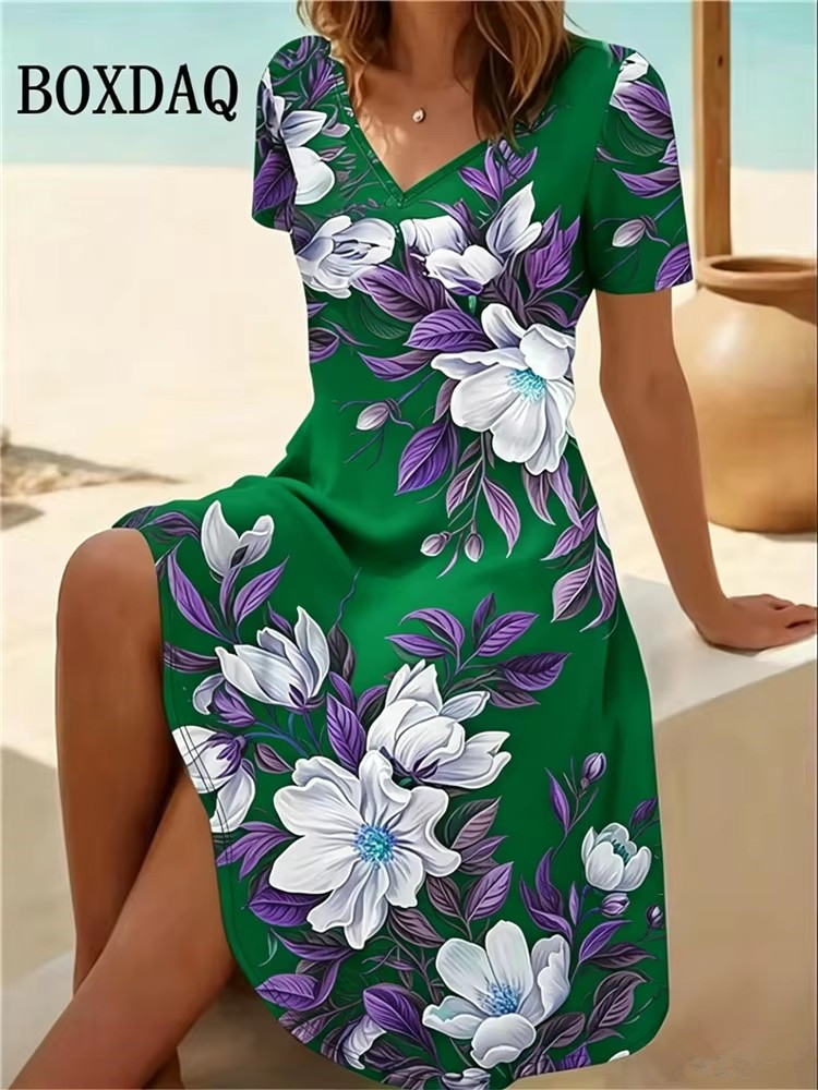 6XL Plus Size Women Dresses Su - Romper Floral Print 评论和价格