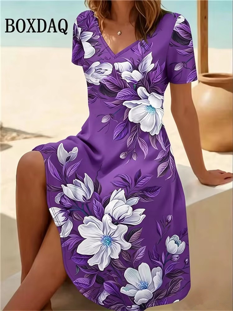 6XL Plus Size Women Dresses Su - Romper Floral Print 评论和价格