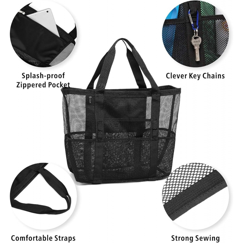 Oversized Mesh Beach Bag With  - Tote Bag Beach 评论和价格