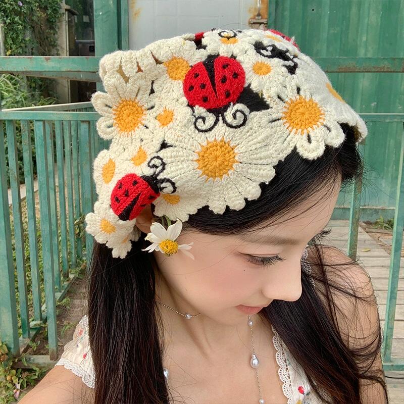 Korean Sweet Cute Handmade Cro - Headband Summer Knit 评论和价格